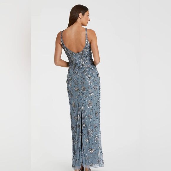 Mac Duggal Sparkling Blue Maxi Gown - Picture 2 of 13